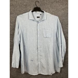 Rochester by DXL women's Paula blue stripe 100% linen shirt dress Size 3XL